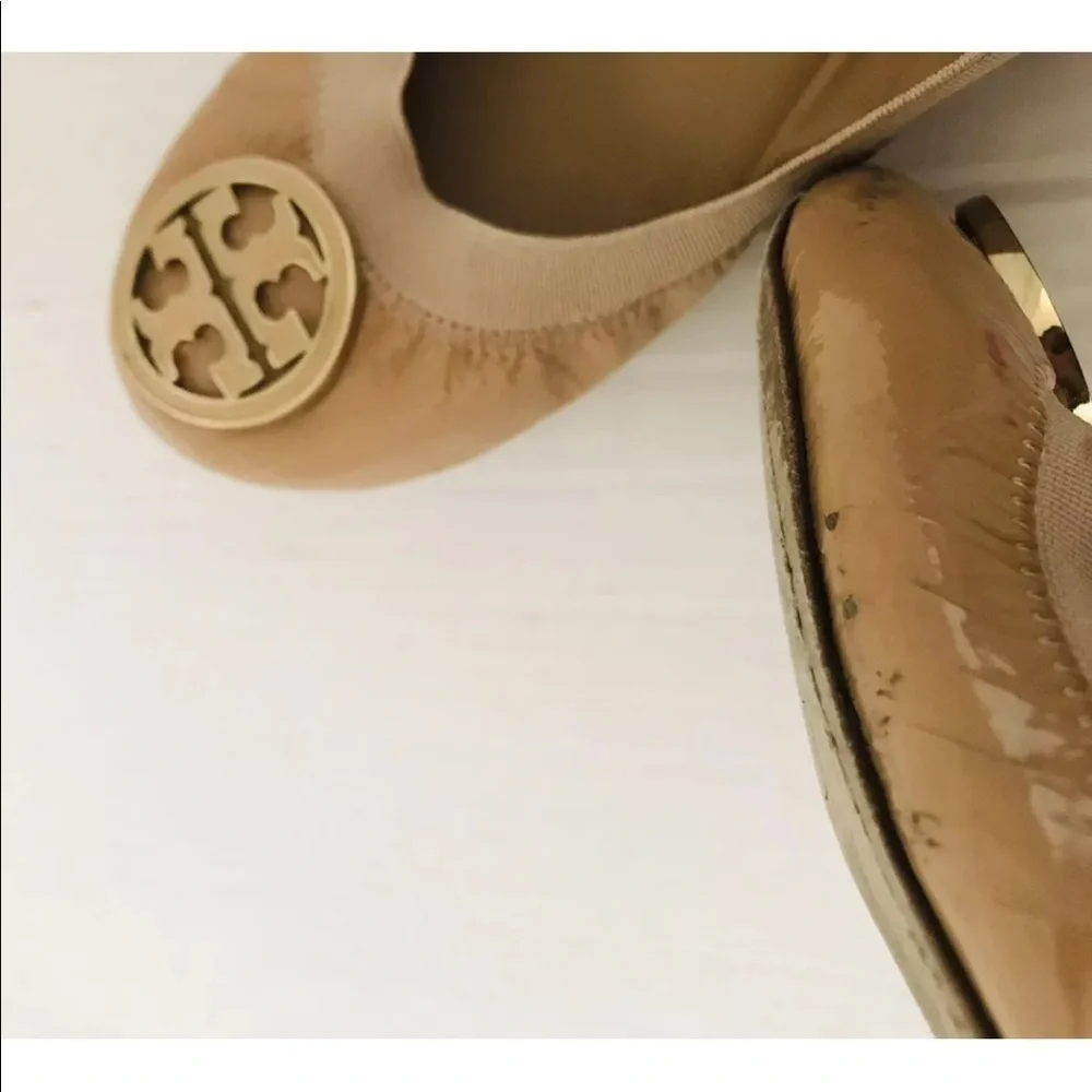 Tory Burch Nude Caroline Ballet Flats Womens Size 6 Beige Slip On